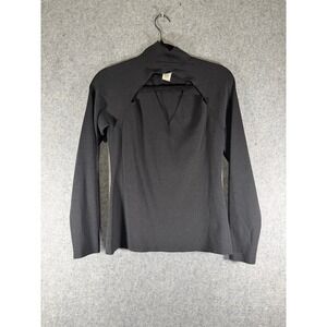 Cache Black Mock Neck Cutout Long Sleeve Sweater Top Women's Size L Whimsigoth